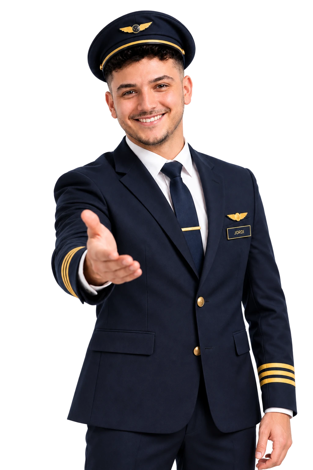 Jordi Martí, your Food Experts flight assistant, waving with his hand outstretched